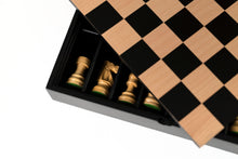 Load image into Gallery viewer, 3&quot; Black French Chess Set with Maple Storage Board
