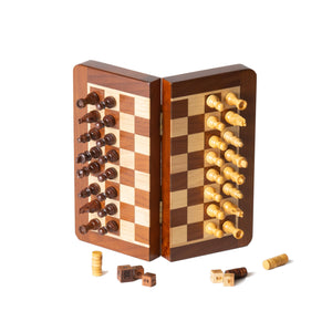 7.5" Magnetic Folding Chess/Checkers/Backgammon Set