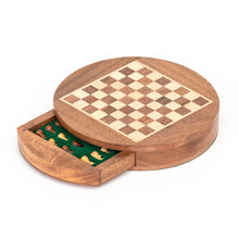 Load image into Gallery viewer, 6&quot; Round Magnetic Chess Set with Drawer
