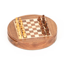 Load image into Gallery viewer, 6&quot; Round Magnetic Chess Set with Drawer
