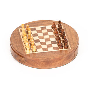 6" Round Magnetic Chess Set with Drawer