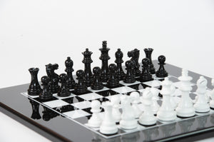 3" White & Black Lacquered Chess Set