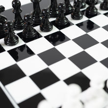 Load image into Gallery viewer, 3&quot; White &amp; Black Lacquered Chess Set
