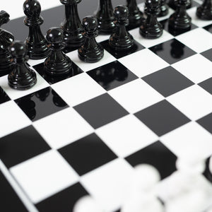 3" White & Black Lacquered Chess Set