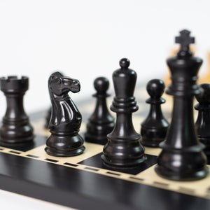 4" Double-Weighted Chess Set on Ebony Board