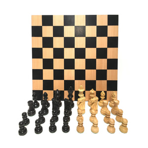 3.75" French Black Boxwood Chess Set with Maple Storage Board