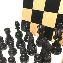 Load image into Gallery viewer, 3.75&quot; French Black Boxwood Chess Set with Maple Storage Board
