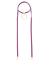 Load image into Gallery viewer, Long Vegan Suede Lariat with Circle Pendant
