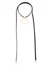 Load image into Gallery viewer, Long Vegan Suede Lariat with Circle Pendant
