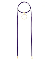 Load image into Gallery viewer, Long Vegan Suede Lariat with Circle Pendant
