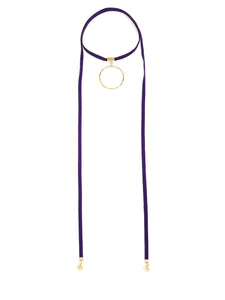 Long Vegan Suede Lariat with Circle Pendant