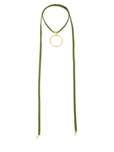 Load image into Gallery viewer, #Long Vegan Suede Lariat with Circle Pendant
