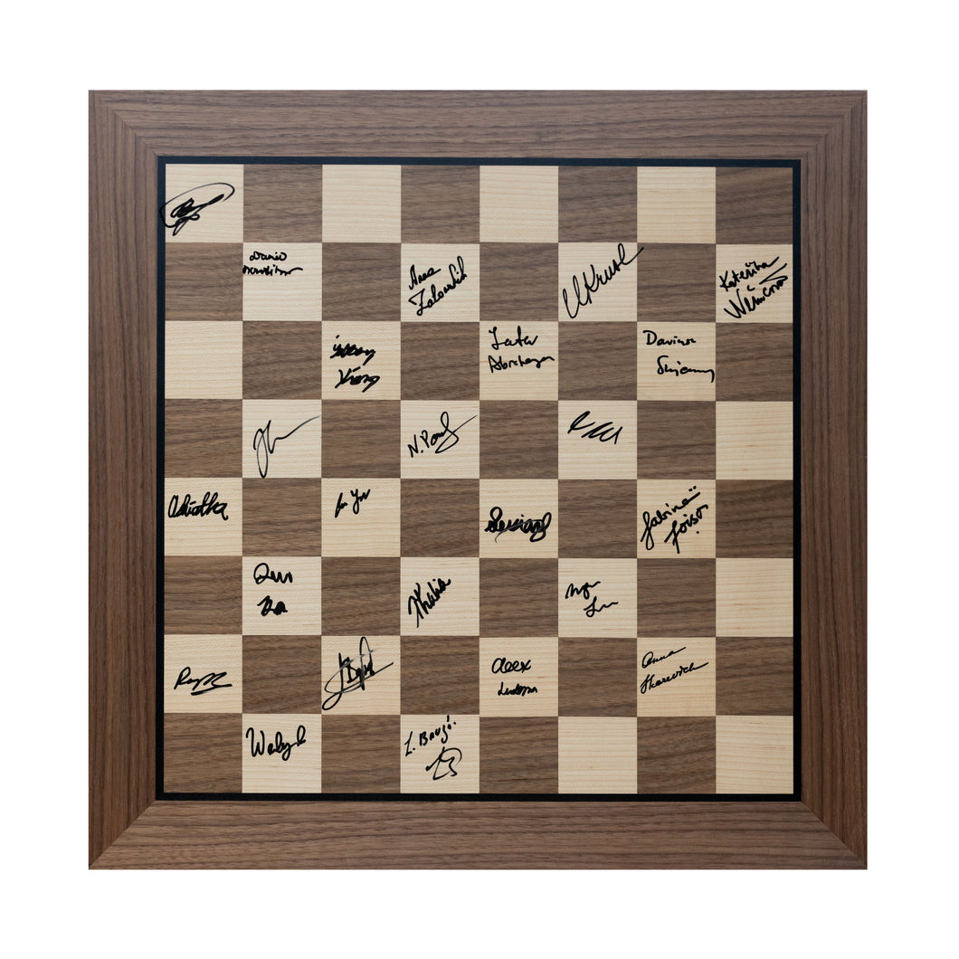2021 US Chess Championship Wooden Board [Autographed by ALL PLAYERS]