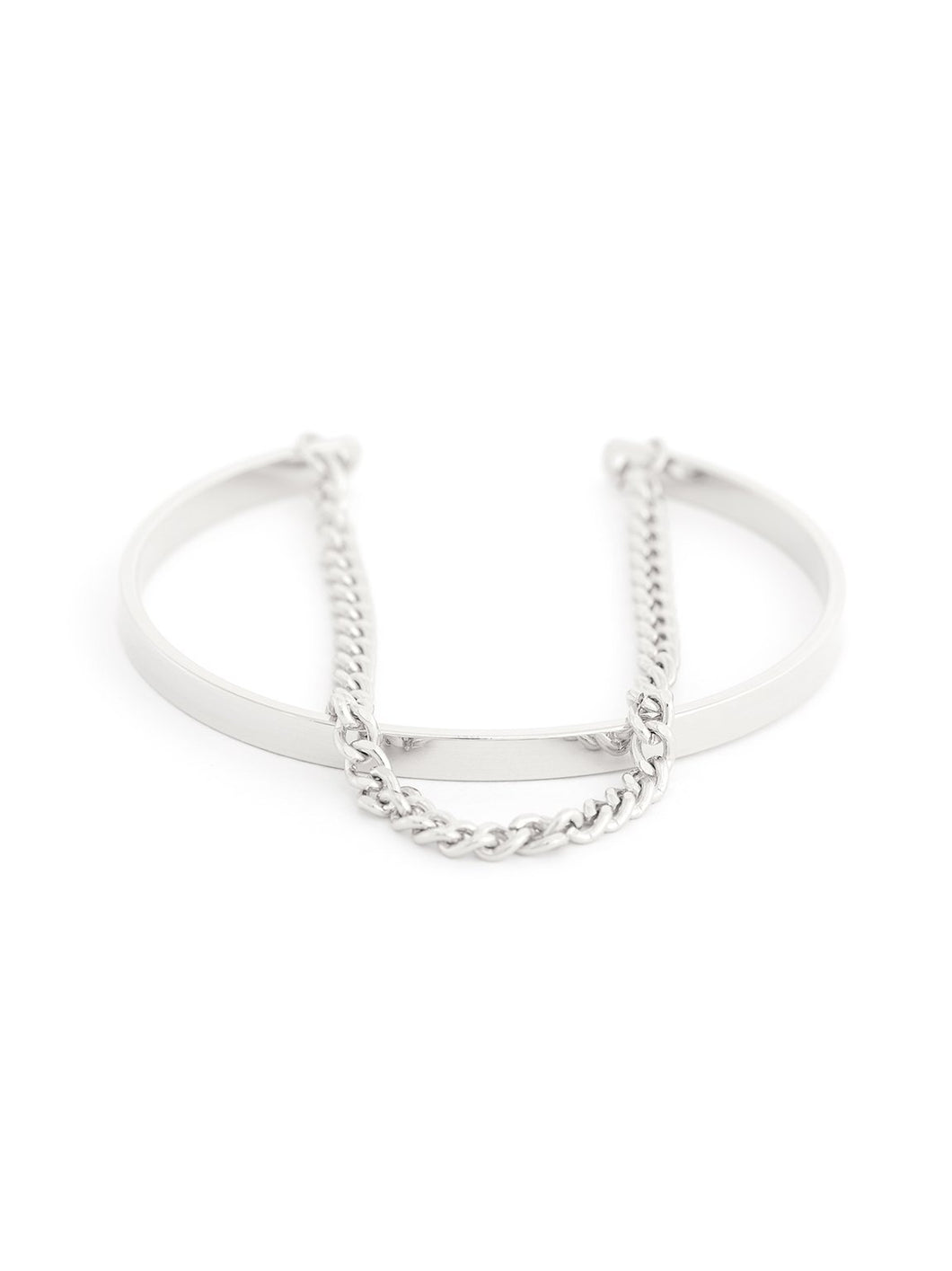 Metal Chain Linked Bracelet - Rhodium
