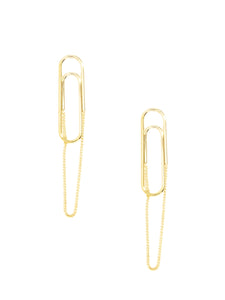 Shiny abstract paper clip stud earring
