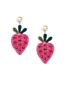 Strawberry drop earring w/ crystal