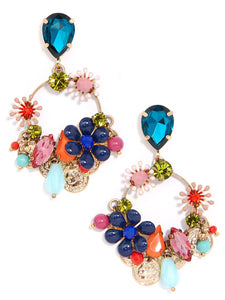 Embellished colorful crystal earrings